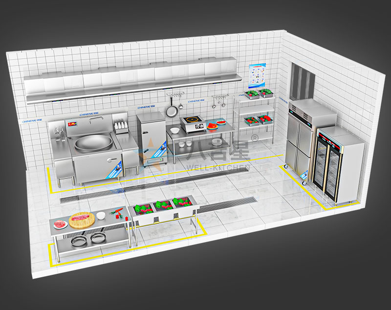 20-50人大型食堂廚房工程3d效果圖