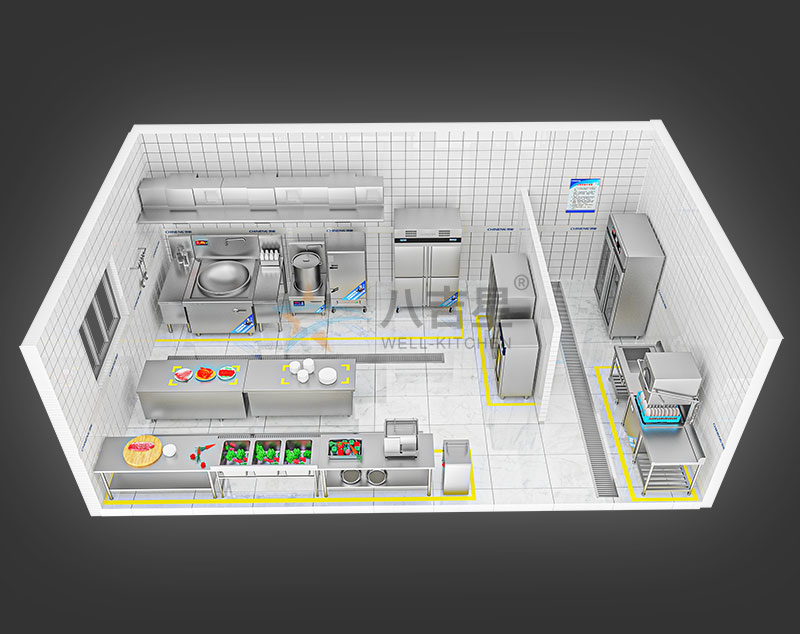 20-50人大型食堂廚房工程3d效果圖