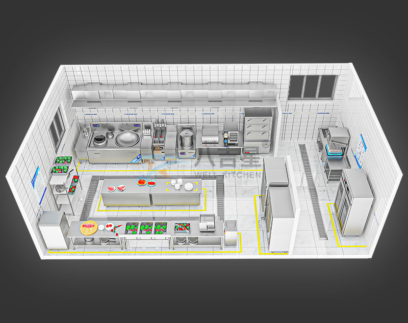 20-50人大型食堂廚房工程3d效果圖