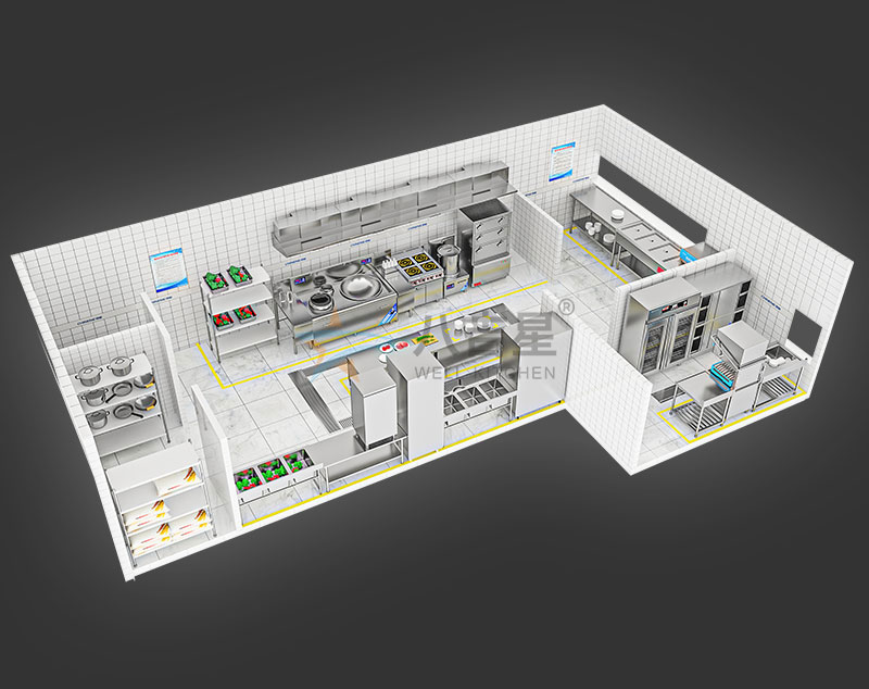 50-100人大型食堂廚房工程3d效果圖