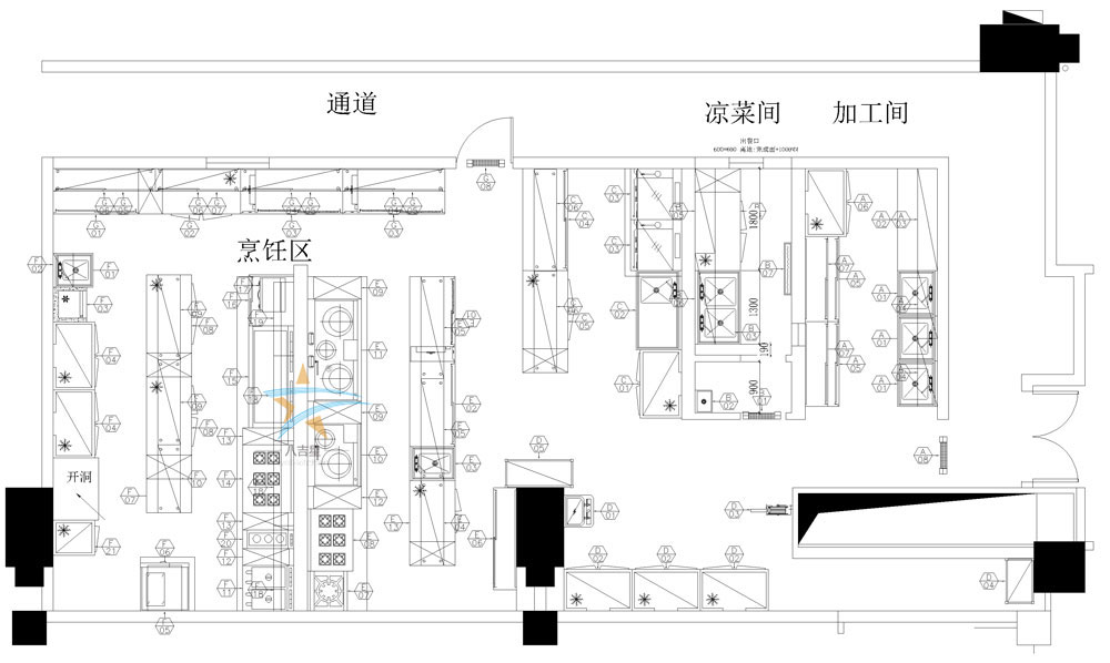 深圳帝先生高級會所廚房工程設(shè)計圖