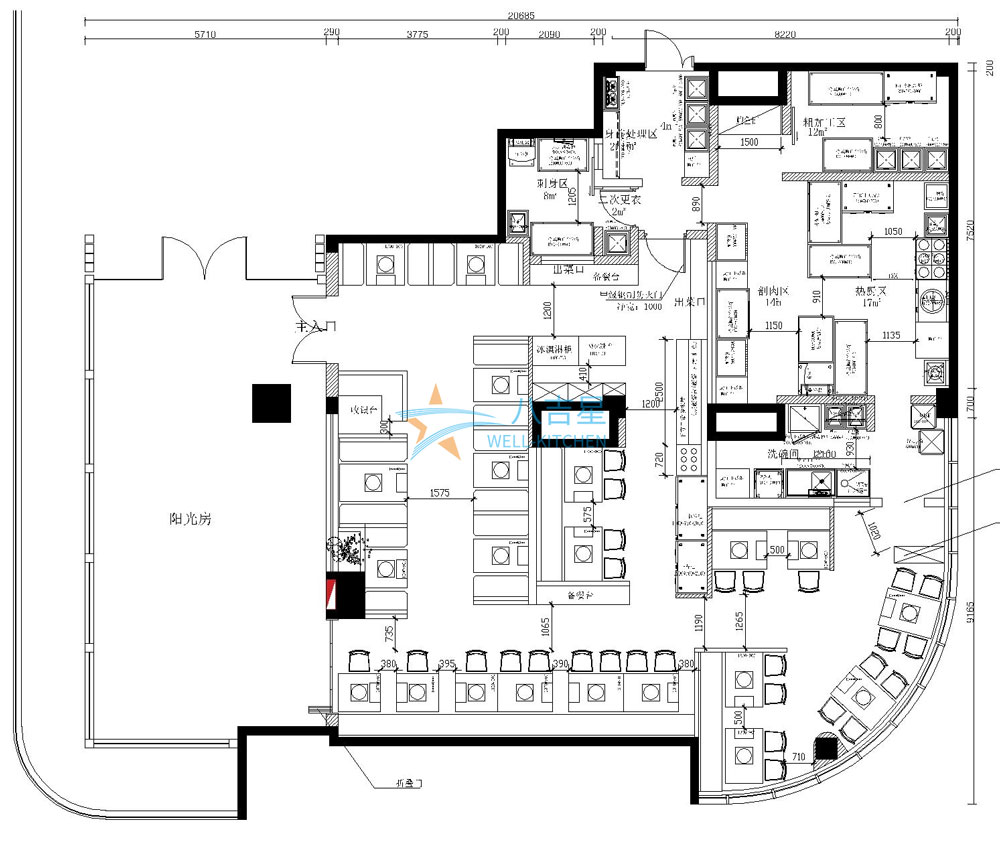 御牛師和牛自助火鍋店廚房設計圖