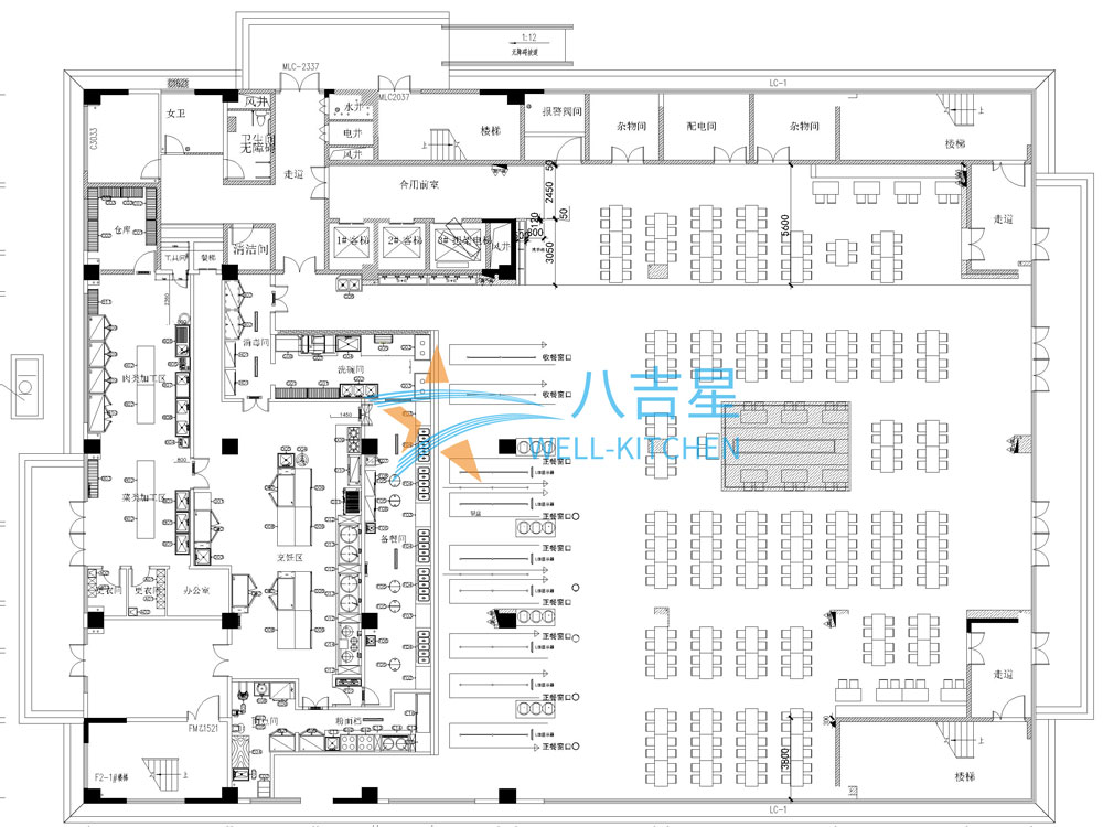 廣州方邦電子員工食堂廚房工程平面設(shè)計圖